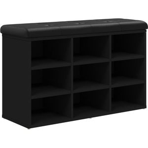 vidaXL Schoenenbank zwart 82x32x50 cm hout Schoenenbank - Schoenenkast - Entree Meubilair - Opbergbank - Houten Bank