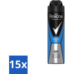 15 x Rexona Men - Deodorant Spray - Motion Sense - Cobalt Dry - Anti-Transpirant & Perspirant - 150ml - 48 Uur - MotionSense - Rexona Cobalt Dry