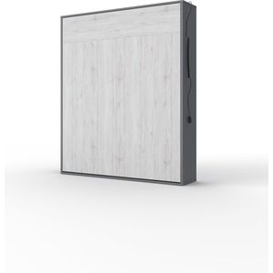 INVENTO ELECTRA Verticaal Vouwbed - Elektrisch - Logeerbed - Opklapbed - Bedkast - Modern Design - Grijs / Monaco Eiken - 200x160