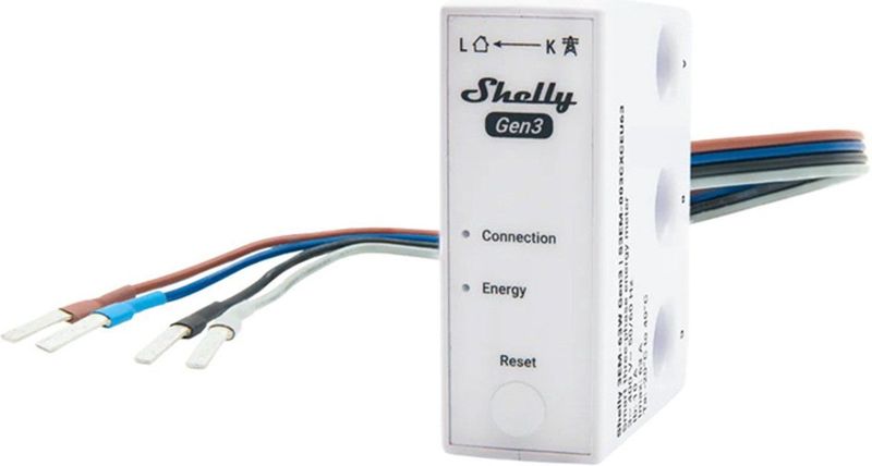 Shelly - 3EM 63W Gen3 - Energieteller - Driefasig - Wit - Geavanceerd
