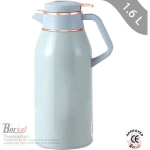 Borvat® Thermoskan - grote thermosfles geïsoleerde kan voor buiten - kantoren - huizen - restaurants - Lichtblauw - 1.6L