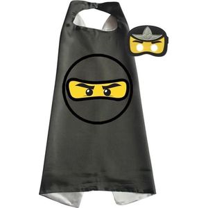 Ninjago Verkleedpak jongen - Ninja Kostuum - Cape en Masker - Carnavalskleding Kind - Zwart