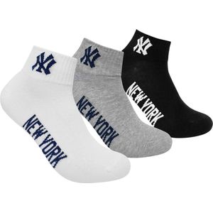 New York Yankees - 3-Pack Quarter Socks - 3 Paar Sokken - 27 - 30 - Zwart/Wit/Grijs