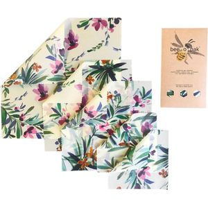 BeeBee Wraps Bijenwas Doek voor voedsel bewaren 5 doeken mix print - organisch katoen