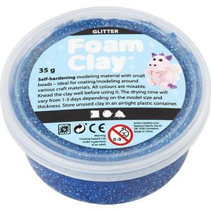 Foam Clay®, blauw, glitter, 35gr