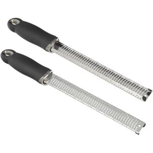 Zesteur Rasp - RVS - Zwart - Fijne Rasp - Antislip Handvat - Voor Citrus, Kaas & Chocolade