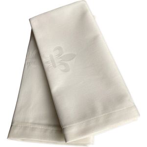 2 Ivoor franse lelie damast servetten 40 x 40 (Hotelkwaliteit: 250 gr/m2) - off white - damast - geweven