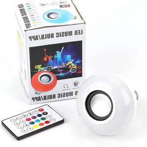 Music LED-gloeilamp E26 / E27 Bluetooth RGB-luidspreker - Kleur veranderende gloeilamp met USB-poort - Afstandsbediening voor feest thuis - Halloween-kerstversiering .