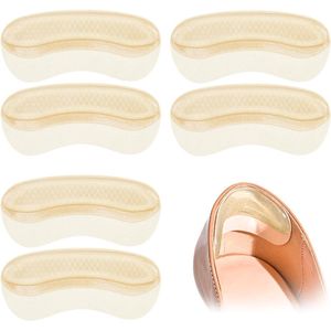 3 paar - Hielkussentjes voor damesschoenen - gel antislip hielkussentjes - voorkom blaren - wrijvende hielbeschermers - herbruikbare - hielkussentjes voor hoge hakken , platte schoenen en loafers - Inlegzolen - binnenzool - Beige - 3.8*8.2 cm