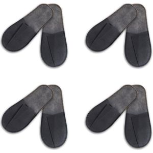 Wegwerpschoenen set van 4 paar badstofslippers - Universele maat voor heren en dames - Grijs - Ideaal voor bruiloften