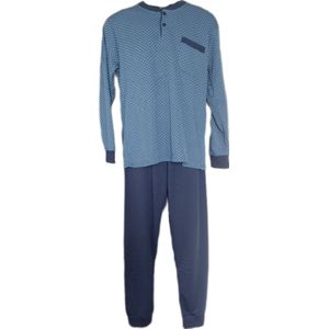 Uniseks - Thermo Pyjama set - Merk Notte Stella - Longsleeve & Broek - Geblokt-Motief - Kleur Blauw/Marineblauw - Maat 2XL - Cadeau - Kerst