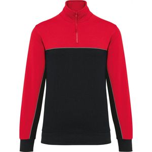 Sweatshirt Unisex XXL WK. Designed To Work 1/4-ritskraag Lange mouw Black / Red 60% Katoen, 40% Polyester