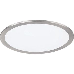 LED Plafondlamp - Plafondverlichting - Torna Povino - 15W - Warm Wit 3000K - Dimbaar - Rond - Mat Nikkel - Aluminium