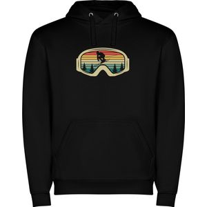 Zwarte unisex hoodie met “Retro Skibril“ Print Full Color merk Roly maat 3XL