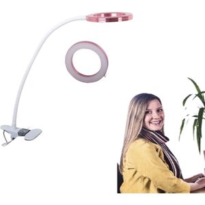 Bureaulamp | 12W | LED Verlichting | Rond | Leeslamp | met Tafelklem | Roze