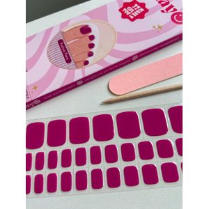 Slayo© - Gellak Pedicure - Fuchsia Flare - Nagelstickers - Gel Nail Wrap - Nail Art Stickers - Nail Art - Gellak Nagels - Gel Nagel Stickers - LED/UV lamp nodig
