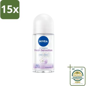15 x NIVEA - Deodorant Roller - Frisse Sensatie - 72 Uur Anti-Transpirant - 50 ml - Grootverpakking - Deodorant Roller - Anti-Transpirant - 72 Uur Bescherming - Frisse Sensatie - Zweetbescherming