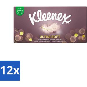 Kleenex - Ultrasoft Tissues - Zacht & Sterk - 64 stuks per verpakking - Voordeelverpakking - 12 stuks