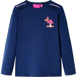 vidaXL - Kindershirt - met - lange - mouwen - 104 - marineblauw