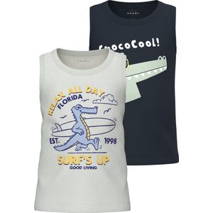 NAME IT NMMVAGNO 2P TANK TOP Jongens Singlet - Bright WhitePack:Dark Sapphire - Maat 92
