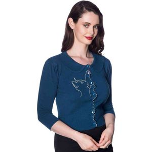 Dancing Days - CAT SCALLOP COLLAR Cardigan - M - Blauw