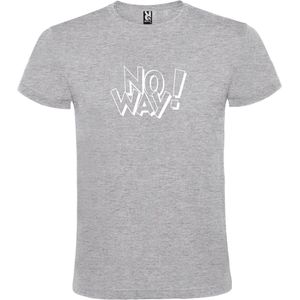 Grijs t-shirt tekst met 'NO WAY'  print Wit  size S