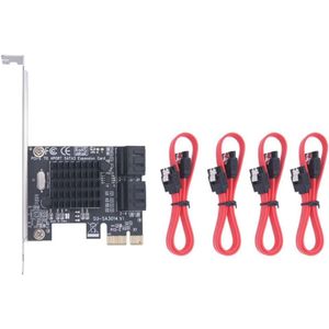 PCIe SATA-kaart met 4 poorten voor 6 Gbps | Uitbreidingskaart met SATA-kabels
