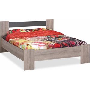 BEUK Bedframe 180x210 - Donker grijs hout - Baarle-Nassau | incl. middenbalk