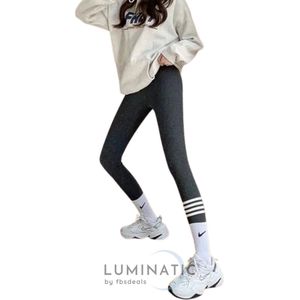 Fleece Legging - Winter Legging - Thermo Legging - Warme Kleding - Thermo Kleding Dames - Thermo Legging Dames - Warme Legging - Gevoerde Legging - Dames Winter - Legging & Shapewear Dames | Donker Grijs met Strepen | M