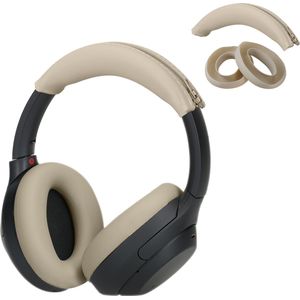 kwmobile siliconen cover voor koptelefoon - geschikt voor Sony WH-1000XM4 / WH-1000XM3 - Voor band en oorpads - 3x in beige