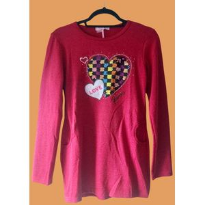 Lange trui love forever glitter rood 170/176