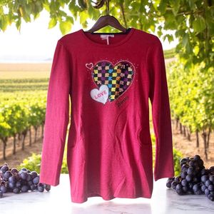 Lange trui love forever glitter rood 170/176