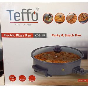 Teffo pizza pan - elektrisch - hapjespan - 1500 W - 40 cm - 9 cm hoog