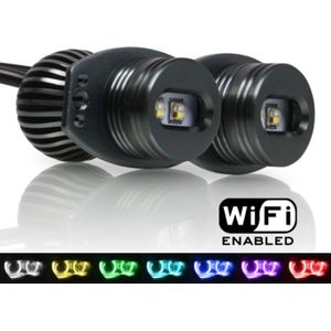 Bmw RGB LED Angel Eyes bulb Multicolor 40 Watt voor BMW E90, E91 met Xenon origineel af fabriek, bmw koplamp in kleuren