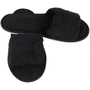 Open Sauna Slippers Zwart37-38 | badslippers | hotel / wellness slippers | badstof slippers met anti slipzool