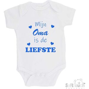 100% katoenen Romper ""Mijn Oma is de liefste"" Jongens Katoen Wit/blauw Maat 56/62