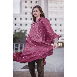 Clima Bisetti - Regenponcho's ""COSMOS"" Wine Red - fietsponcho - regenponcho volwassenen - waterdicht - unisex - regenponcho fiets - regenponcho dames - regenponcho heren - regenponcho herbruikbaar - regenponcho's