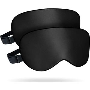Verstelbaar zijden slaapmasker 100% moerbeizijde oogmasker voor dames en heren 2 stuks zwart + zwart