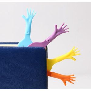 Help Me! Boekenlegger Set van 4 – Bookmark Hand – Geel – Blauw – Oranje – Paars