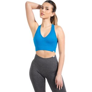Smilodox Amaze Pro sportbeha voor dames - Ondoorzichtige, antislip sportbeha - Naadloze geribbelde crop top - Ademende yogatanktop voor fitness en sportschool