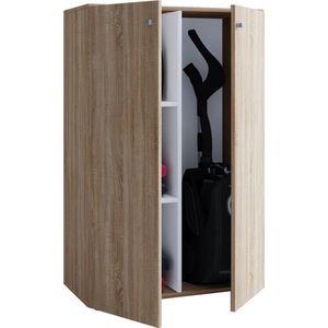 VCM Houten bezemkast Stofzuiger Schoonmaakkast Huishoudkast Draaideuren Lona L Houten bezemkast Stofzuiger Schoonmaakkast Huishoudkast Draaideuren Lona L