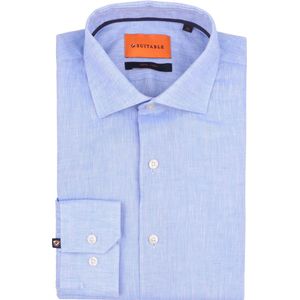 Suitable - Overhemd Linnen Lichtblauw - Heren - Maat 40 - Slim-fit