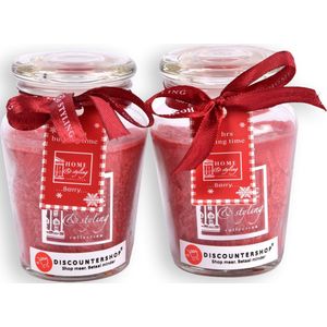Set van 2 Geurkaarsen in Glas - Valentijn's Cadeau - Rode Bes Geur - Voor Romantische Sfeer - Cadeau voor Haar - 11 uur Brandtijd - 4.5cm x 7.5cm x 8.2cm