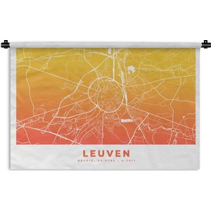 Wandkleed - Wanddoek - Stadskaart - Leuven - Oranje - Geel - 60x40 cm - Wandtapijt - Plattegrond