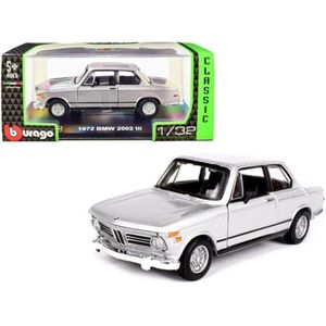 Bburago BMW 2002 Tii 1972 zilver schaalmodel 1:32