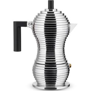 Pulcina espressomachine - gegoten aluminium. Handgreep en knop van PA, zwart. 3 kopjes