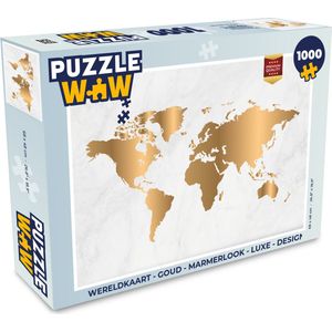 Puzzel Wereldkaart - Goud - Marmerlook - Luxe - Design - Legpuzzel - Puzzel 1000 stukjes volwassenen