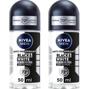 Nivea Deo Roller Men Black & White - 2 x 50 ml - Voordeelverpakking