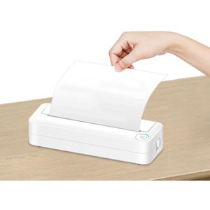 Draagbare thermische printer in wit voor snel en eenvoudig afdrukken, compatibel met Android en iOS, geschikt voor papierformaten A4, A4/4, A3 en A2
