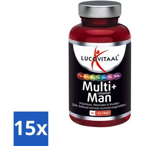 15 x Lucovitaal - Vitaminen - Multi+ Compleet Man - 120 Tabletten - Energieboost - Vitaliteit - Voedingssupplement